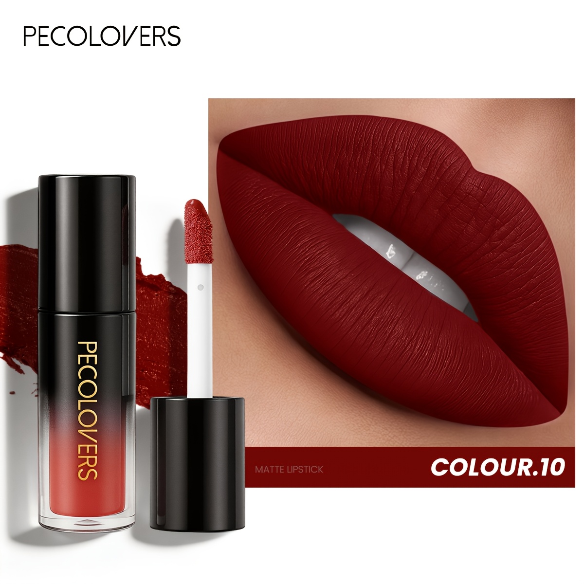Round Tube Black Gradient Matte Lip Gloss, Quick Drying