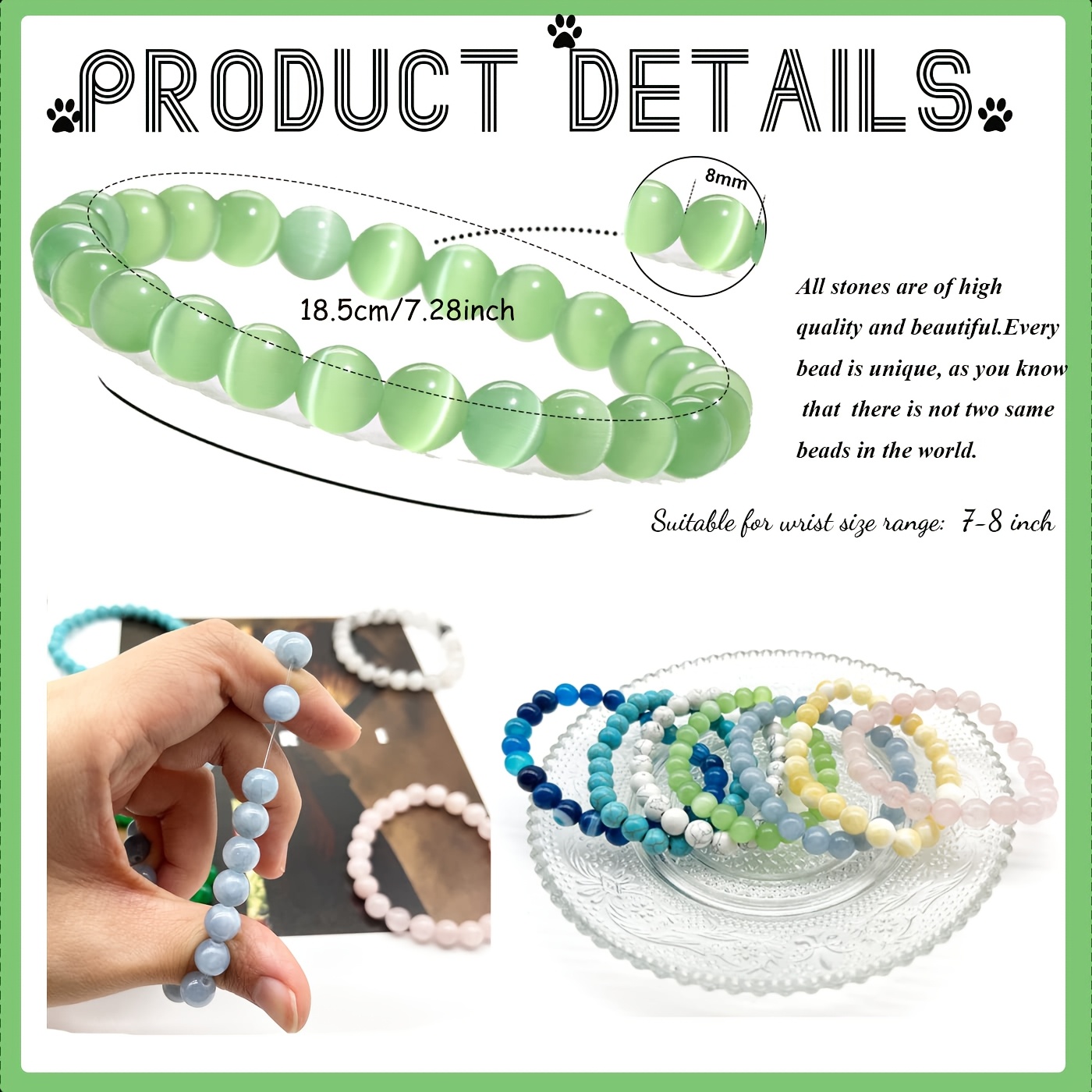12 Styles Natural Stone 8mm Bead Bracelet Set for Women