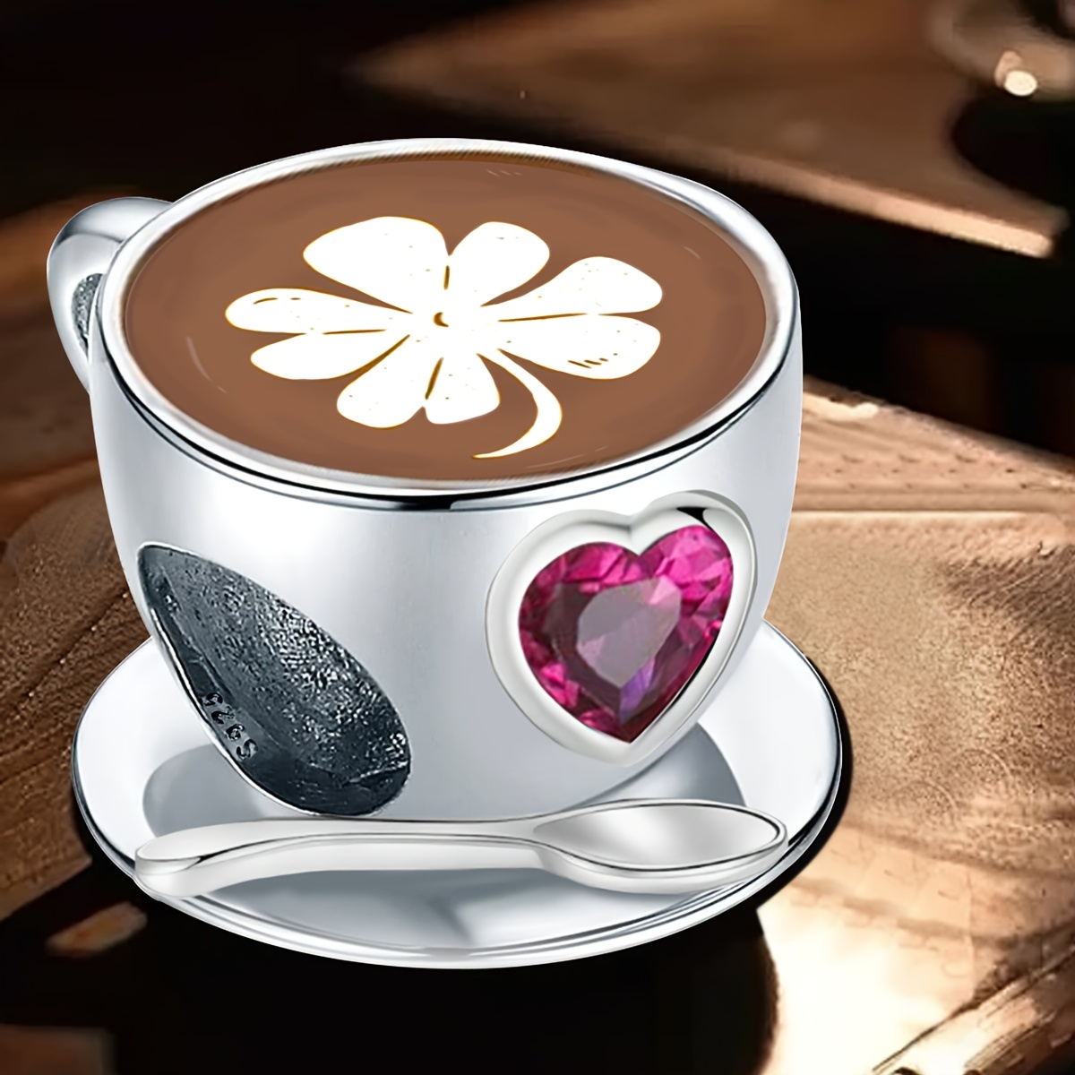 Four Leaf Clover Coffee Beaded Bracelet & Necklace Set