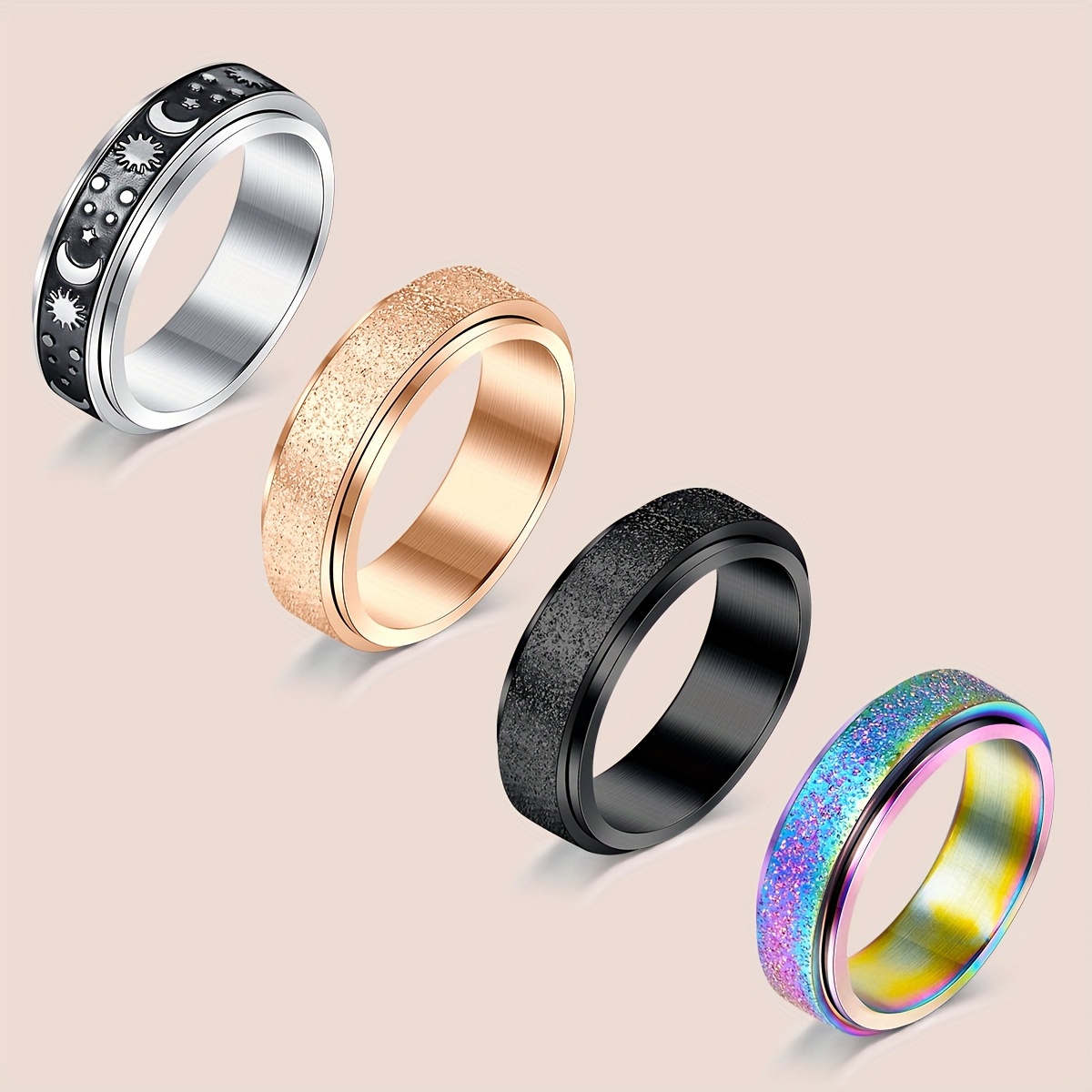anxiety ring women fidget anxiety rings anxiety rotatable Temu