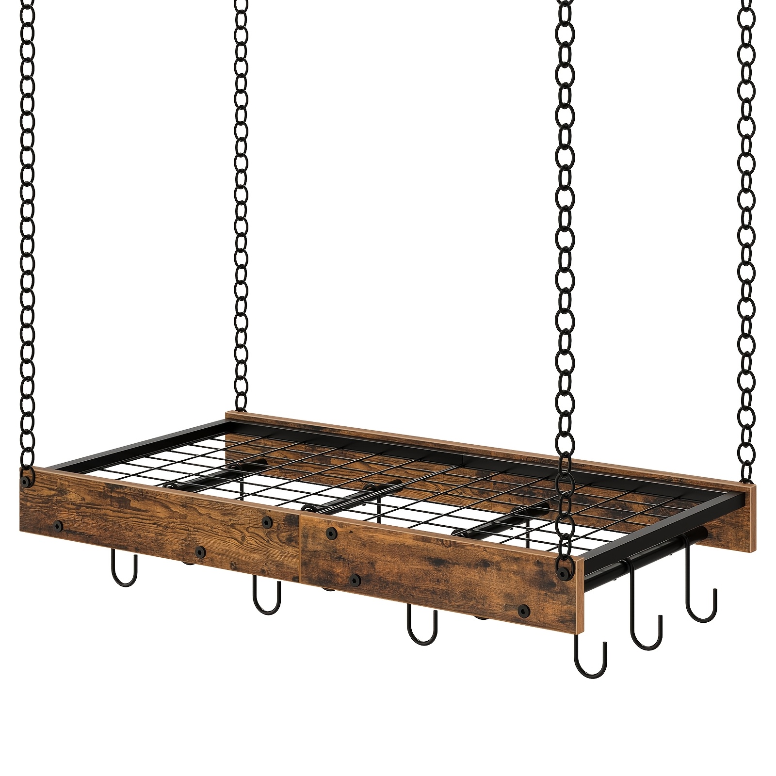 TEMU A Hanging Pot Rack With 12 Hooks, Measuring 24x13x2.4 Inches, Made Of Metal, Designed For Kitchen Use, Vintage Storage Rack, In Brown Color