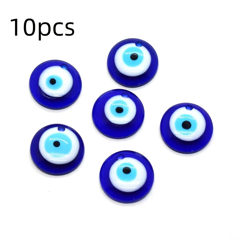E-shop 10 Stk./Los Harz Runde Böses Auge Anhänger Charms, für Halskette Schmuckherstellung Zusätze, Fashion Multi-Style Passend