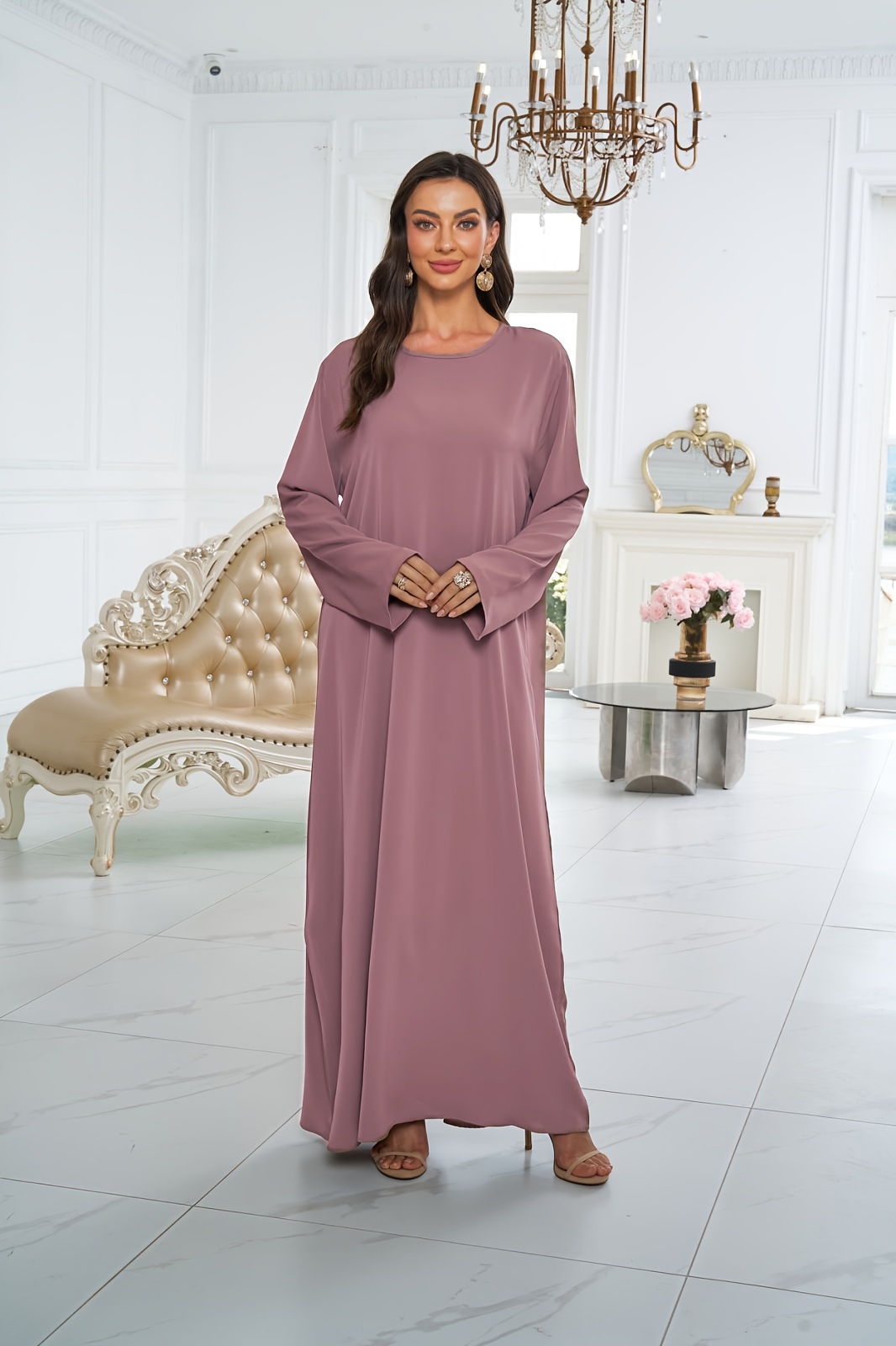 1pc fashionable comfortable breathable solid color abaya Temu