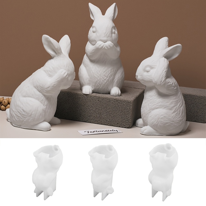 

1pc 3d Silicone Bunny Candle Mold, Easter Cute Bunny Epoxy Resin Craft, Animal Shape Home Decor Supplies