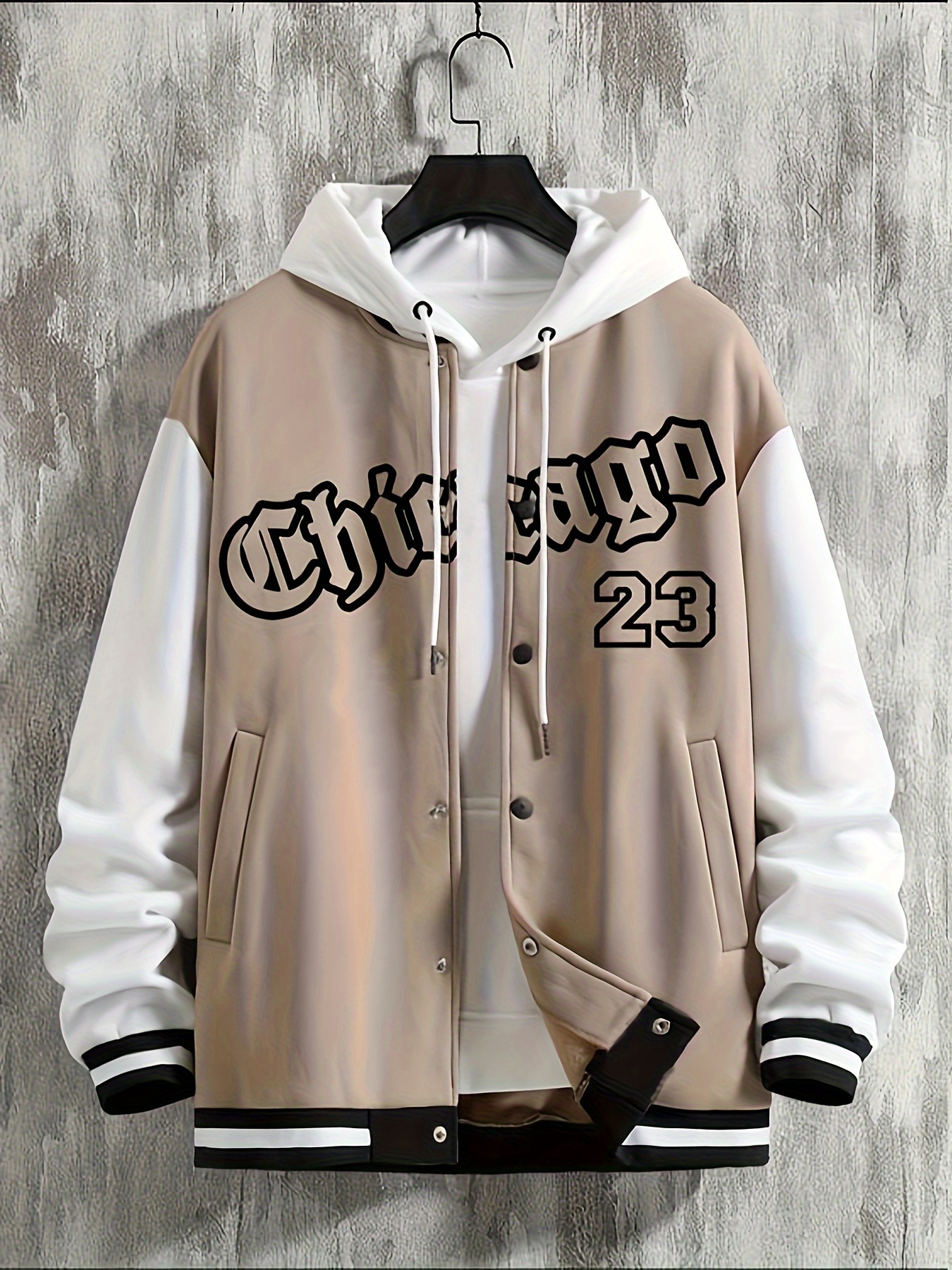 Plus Size Men's chicago Print Baseball Jacket Oversized - Temu