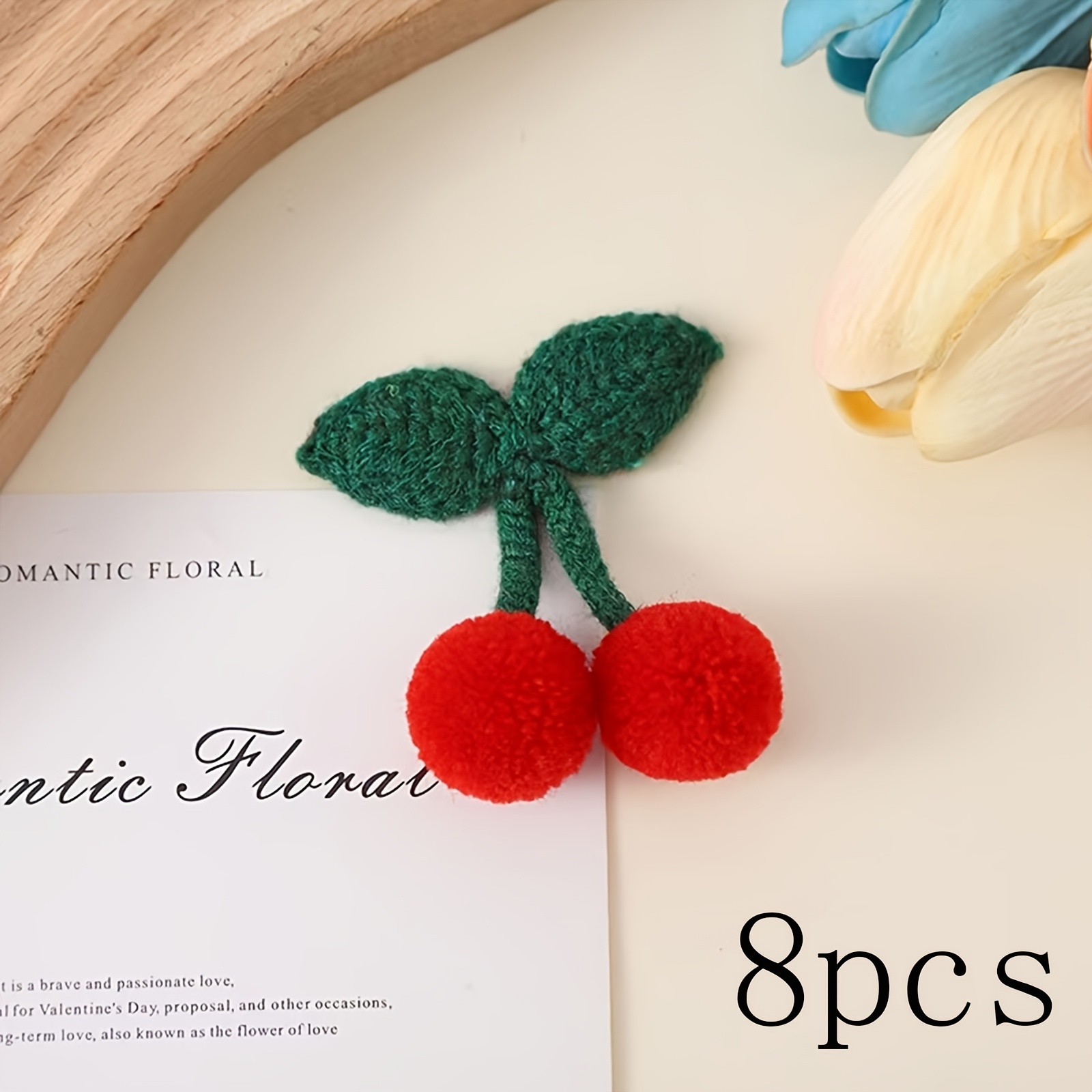 TEMU 8 piezas de decoración de de croché a - combinación y verde, para hacer tú mismo pasadores, llaveros, ropa, , envío de un juego de tela