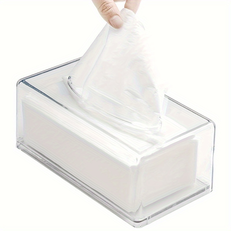 1  transparent acrylic tissue box rectangular lid bathroom facial tissue holder suitable for bathrooms kitchens and cars table clear dry paper dispenser restaurant napkin storage box kitchen tissue paper holder fits hotel kitchen car bathroom rv Product details 0