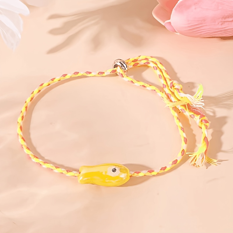 5pcs Cute Ceramic Little Fish Bracelet Set, Bohemian Style