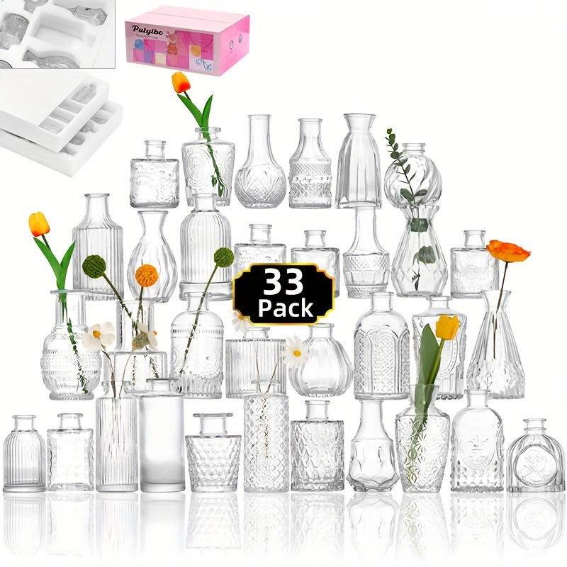 

Bud Vase Set, 4-33pcs - Elegant Clear Glass Mini Vases For , Wedding Centerpieces & Home Table Decor, For Spring