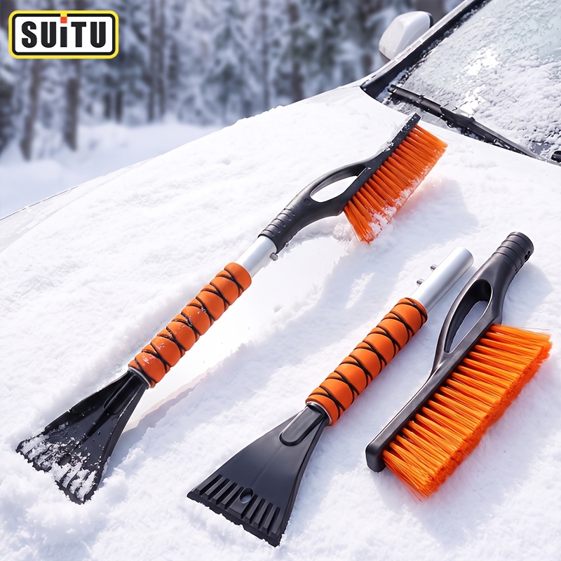TEMU Suitu Multi-functional Car Snow Shovel With Detachable , Vehicle Ice And Frost Scraper Tool, Soft Bristle Brush For Removing Light Snow From The