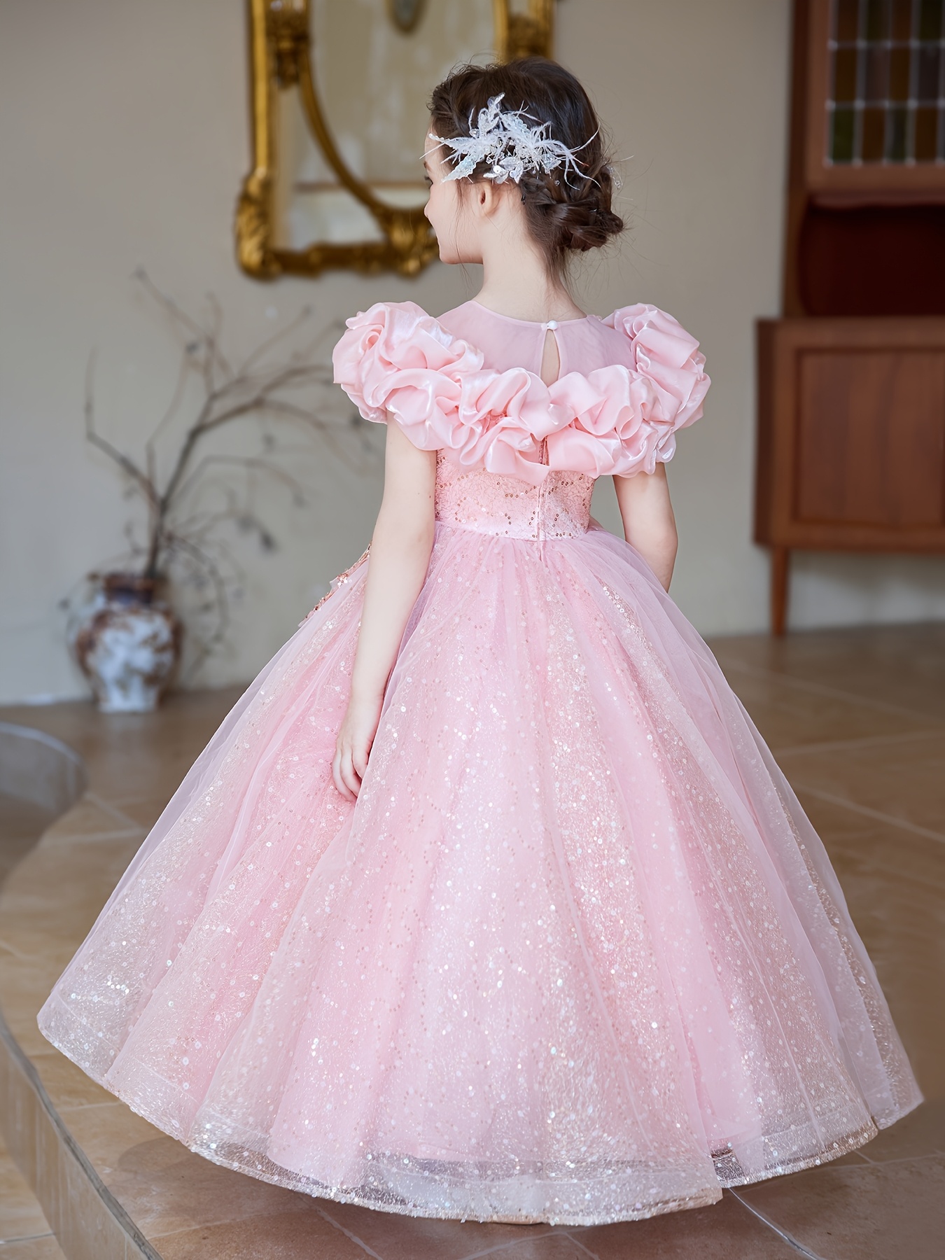 jerrisapparel princess dresses Kids Pink Dress JerrisApparel Girls' Sleeveless Tulle Flower Girl Dress –  Princess Party Gown With Pearl Waist & Large Bow
