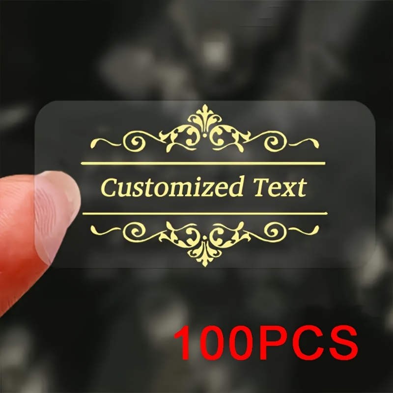 100pcs Elegant Custom Name Labels, Transparent Pet Rectangular Stickers, With Decorative Border, 40x30mm - Self-adhesive Disposable, For Weddings, Parties And Glass Surfaces