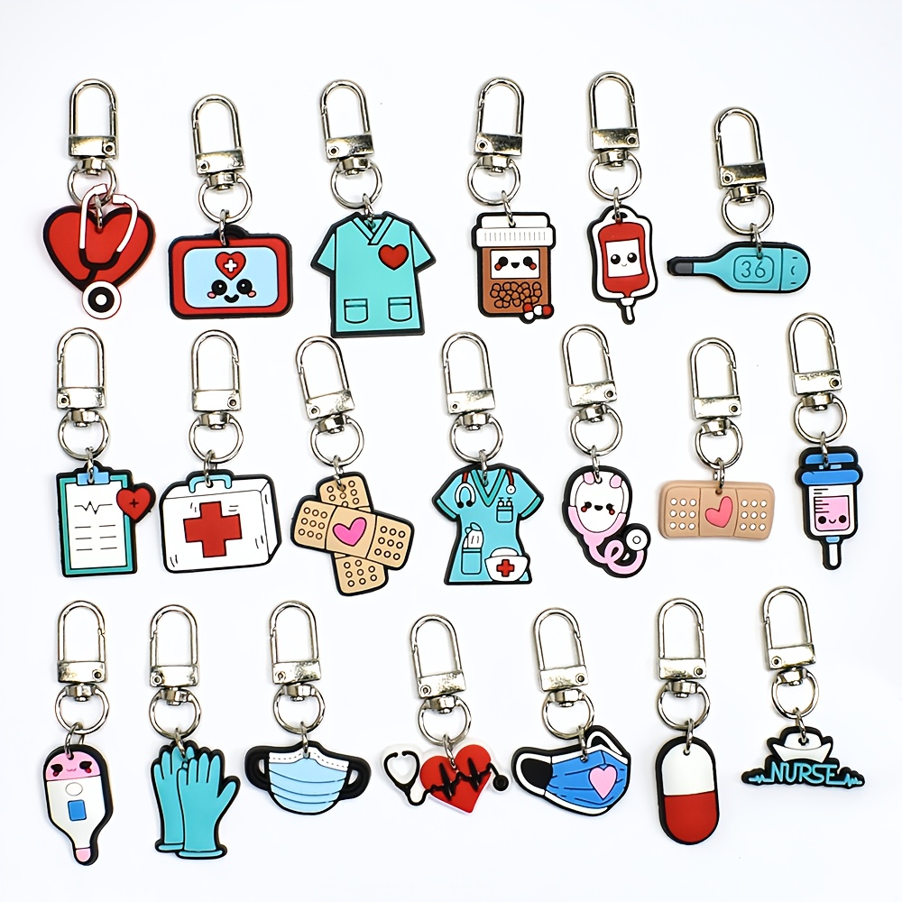 Image of Set Of 20 Plastic Keychains For Nurses, Key Rings For Doctors, Decorative Charms For Bags And Luggage, Perfect For Birthday Party Favors