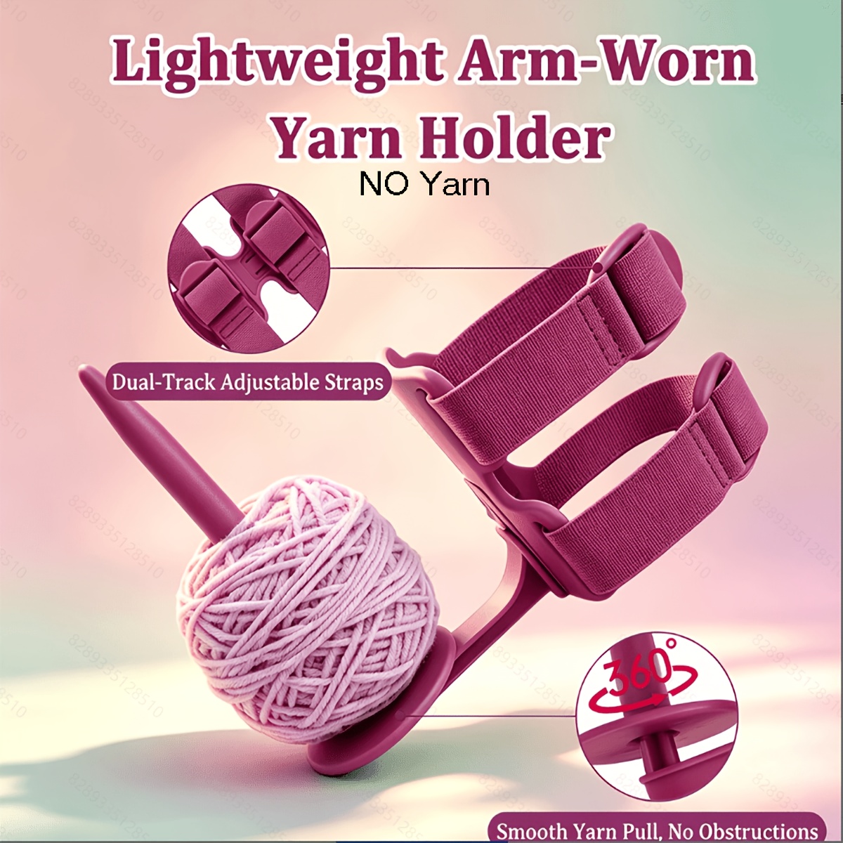 TEMU 1pc Adjustable Arm Yarn Holder For Knitting & Crochet, Hands Free Wrist Yarn Spool Holder With Fixing Strap, Smooth Tension Guide Tool, 360°