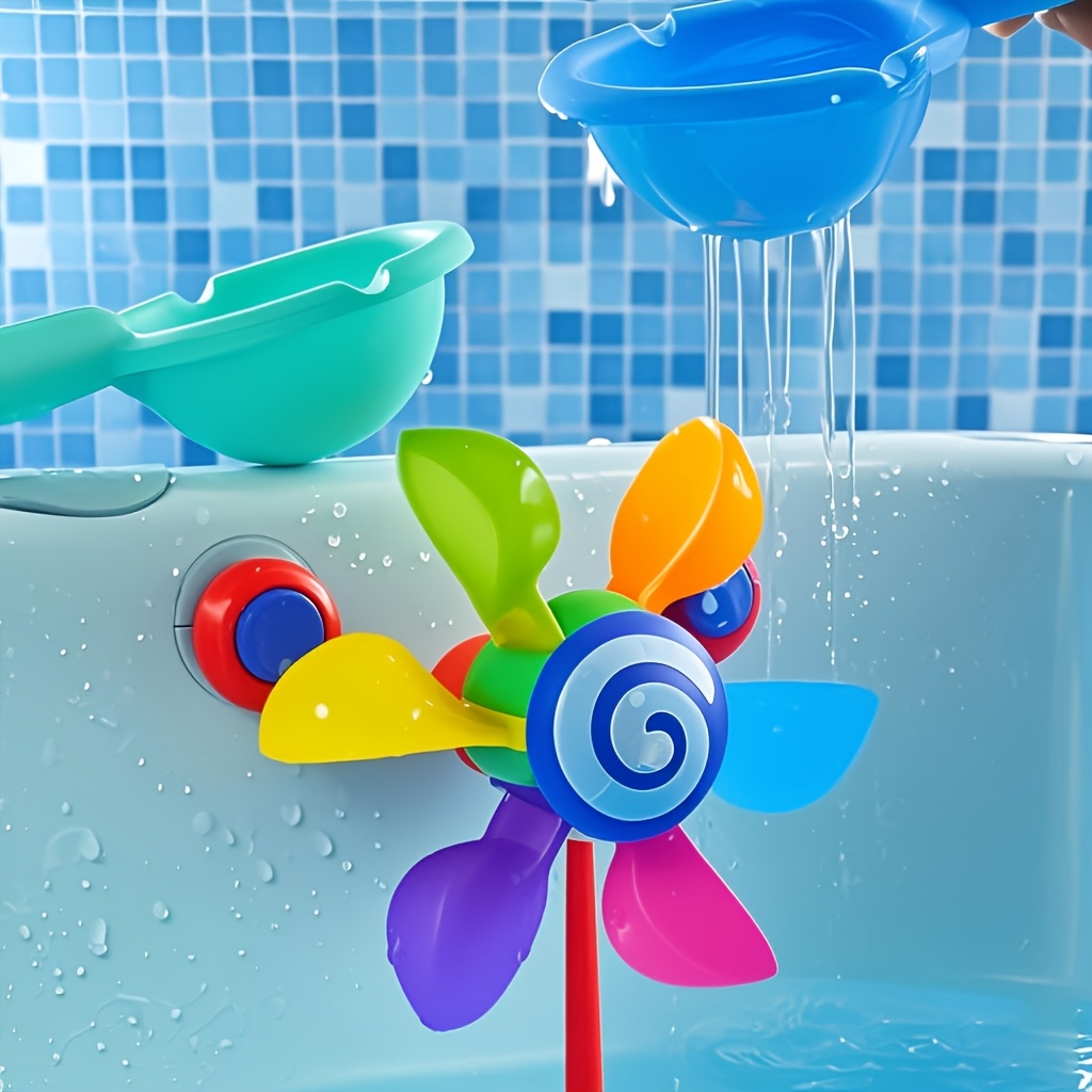 Fun Bathtub Windmill Toy, Very Suitable for Youngsters, Suitable for Bathroom and Outdoor Swimming Pool, Exquisite Gift for Youngsters Over 18 Months (Random Color) (with Two Spoons)