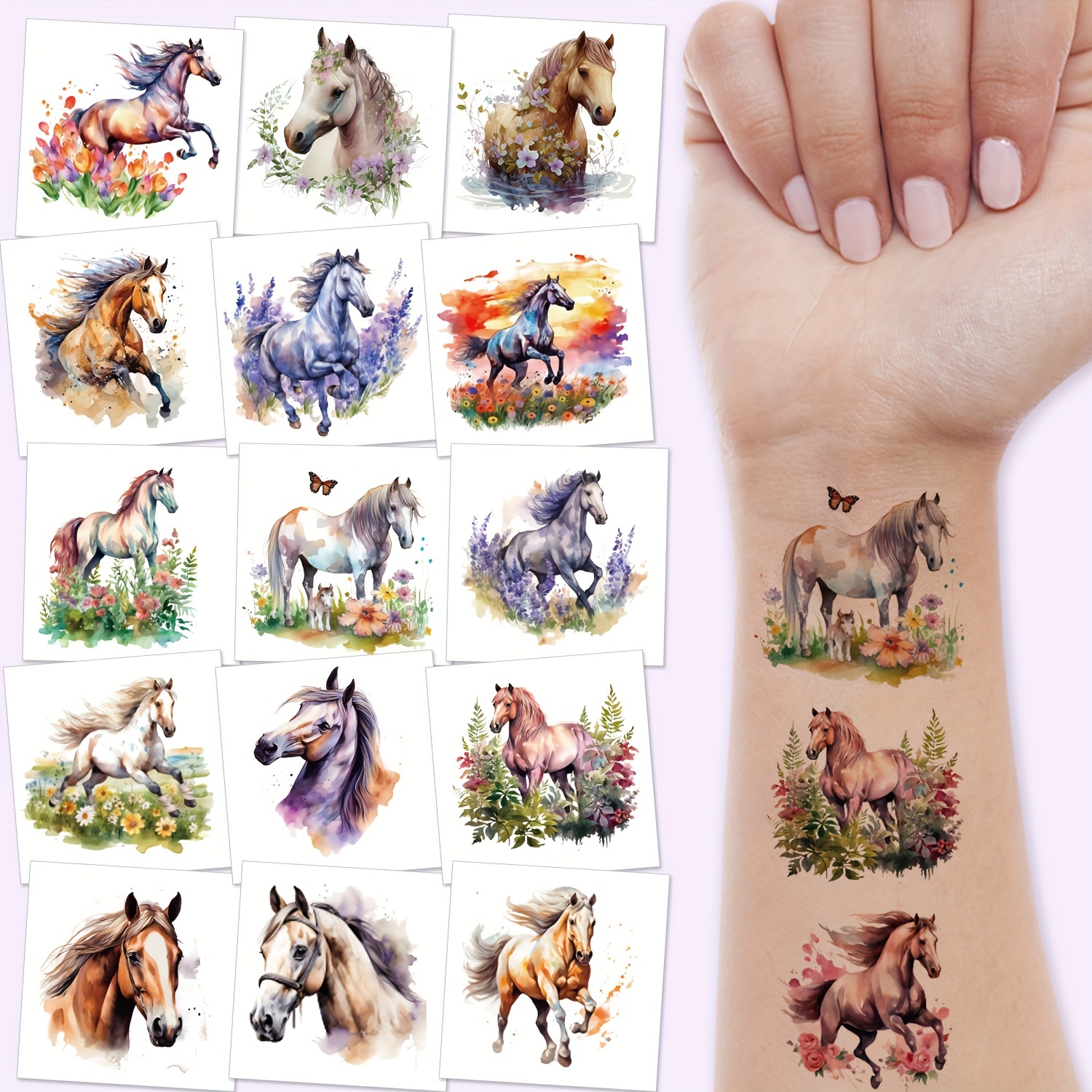 

10pcs Tattoos - Watercolor & , Rectangular , Stickers For Parties, For Boys & Birthday Decorations, - Party Supplies