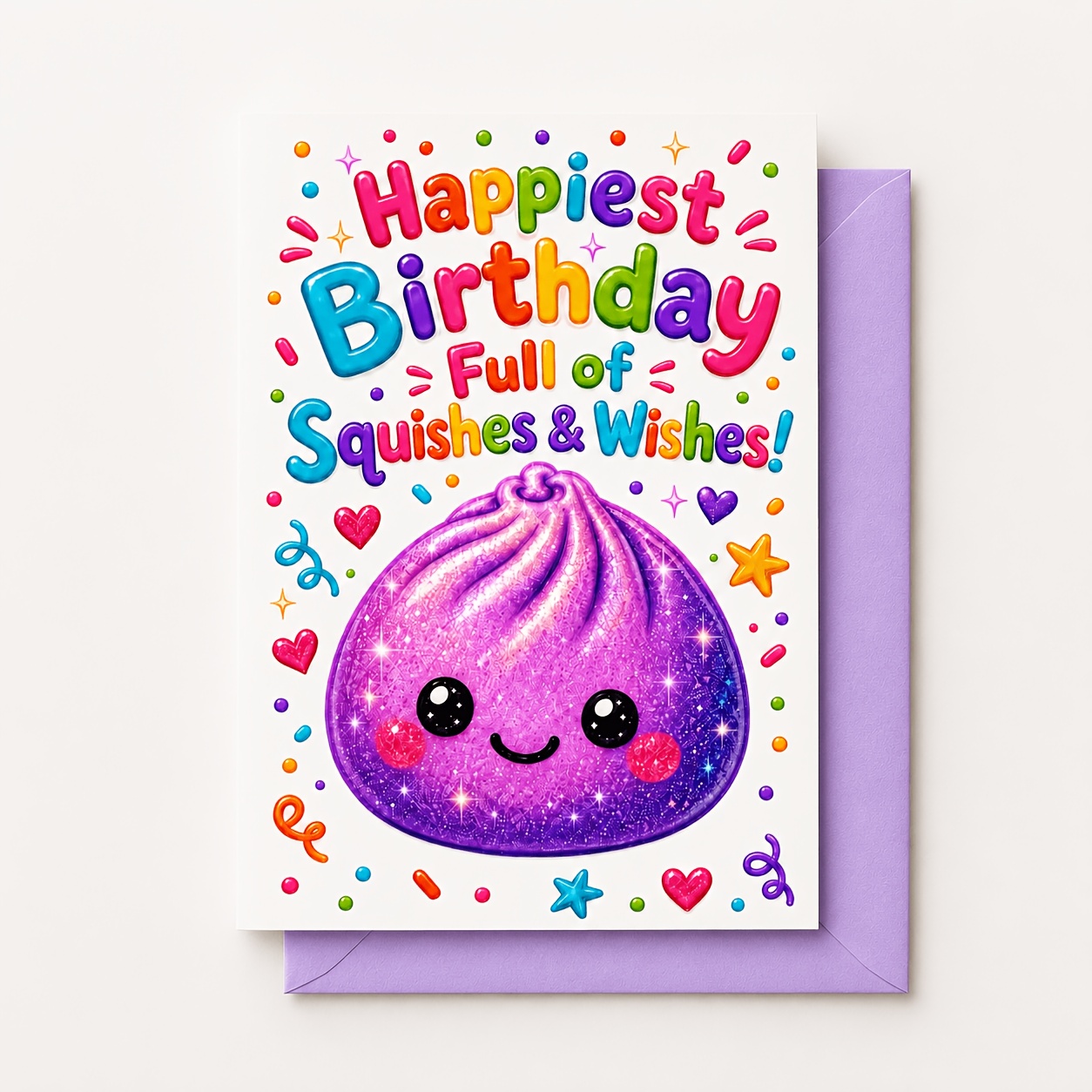 TEMU 1pc Cute Purple Dumpling Birthday Card: For Cute