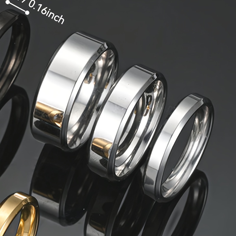 E-shop 3er-Set aus 4/6/8 mm 304 Edelstahl-Ringen, mit modischem, elegantem minimalistischem Design, ideal für den täglichen Gebrauch, Ausflüge, Dates