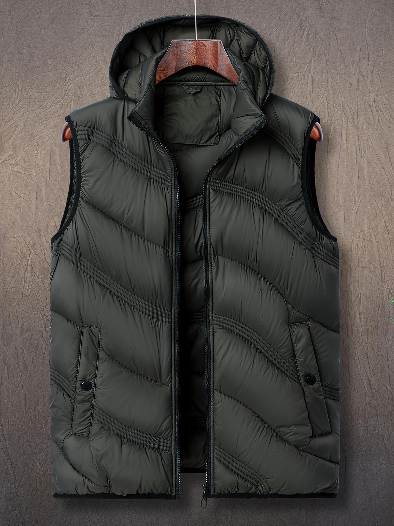 Gilet Invernale Uomo Con Cappuccio Rimovibile - Imbottito, Senza Maniche, Cerniera, Caldo E Leggero