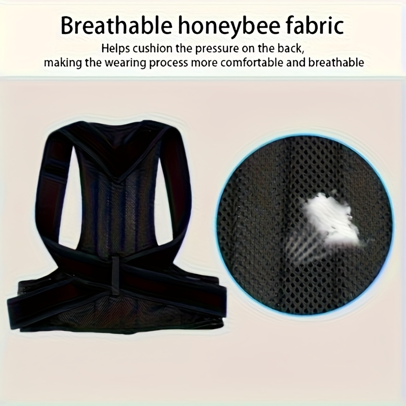 1 pieza, corrector de postura ergonómico negro para adultos, cinturón de soporte invisible con correas de hombro ajustables y soporte lumbar, diseño cómodo y transpirable, adecuado para uso diario.