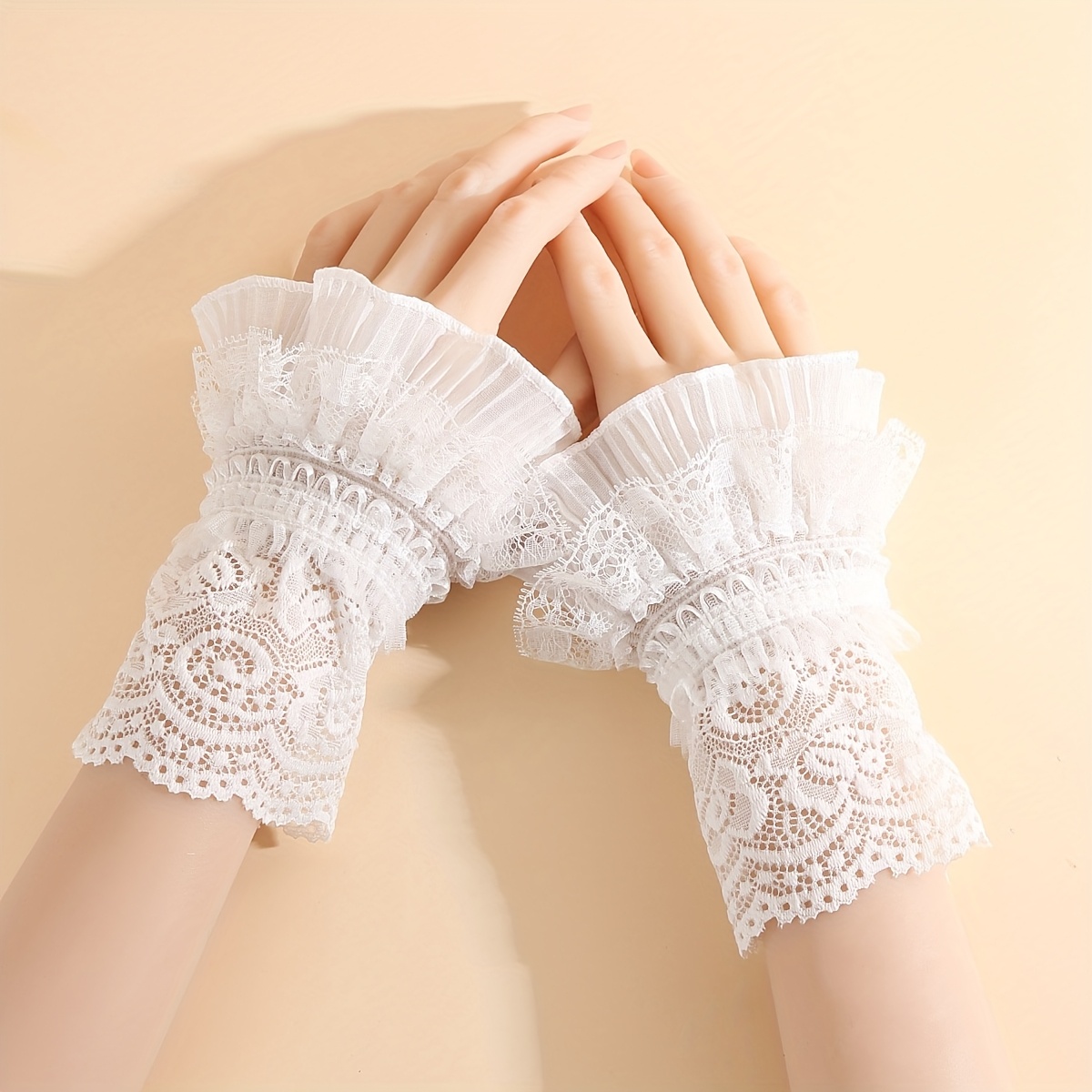 TEMU 1 Pair, Bell Sleeve Fake Sleeves, Fake Cuffs, Wrist Covers, Nail Art Photography Props, Fairy Sleeve Covers, Decorative Gloves, Cute For Women,