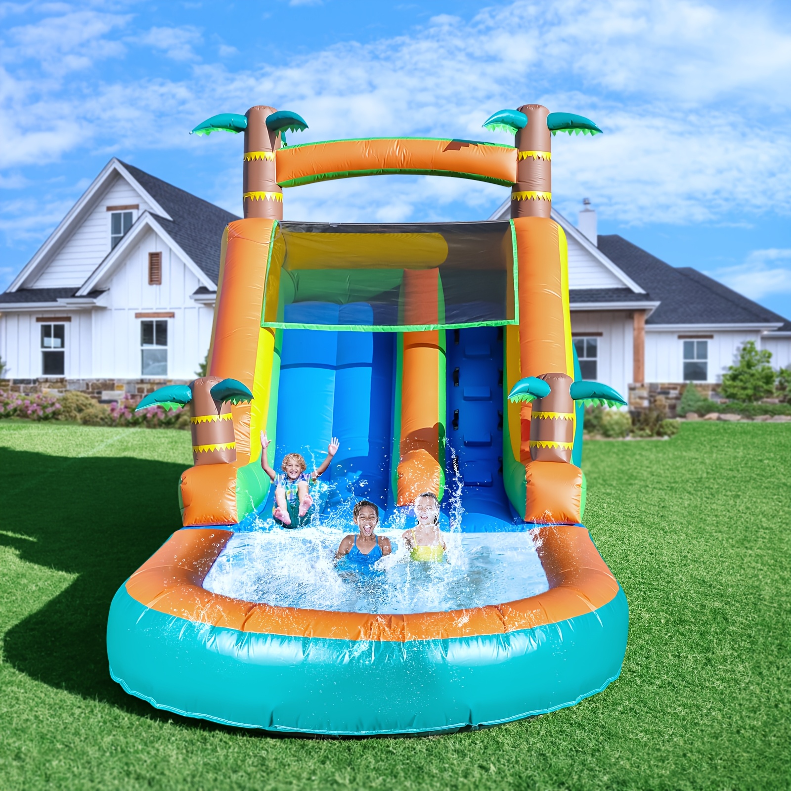 Piscinas Casa Con Tobogan Para NiÃ±os Inflable Grado Comercial