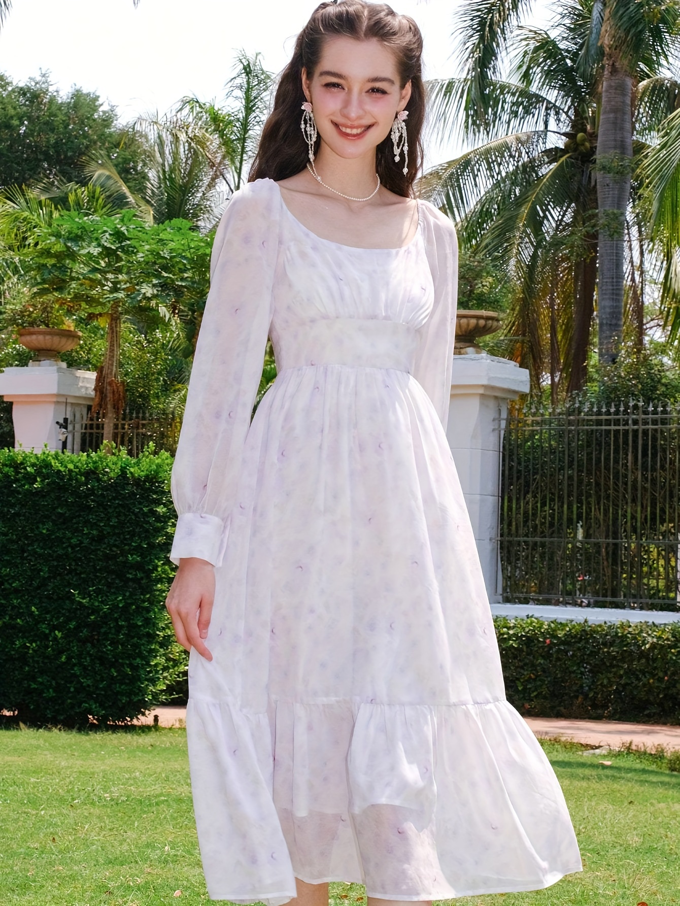 midi flowy dress with sleeves Flourish in Florals Midi Dress Navy/Lilac / M main image 1