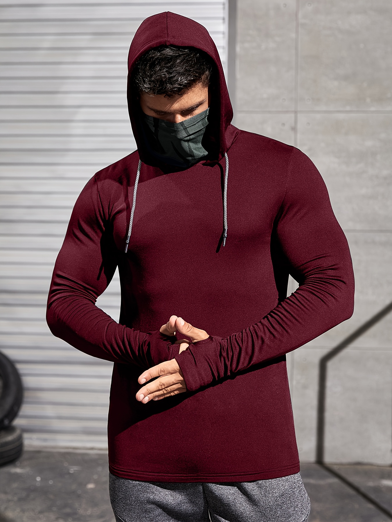 mens sports hoodie with adjustable drawstring