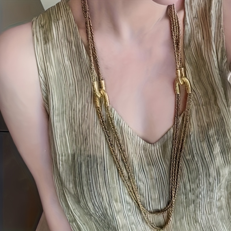 Women's Vintage Style Long Multi-Layer Sweater Chain Necklace, Gift Idea