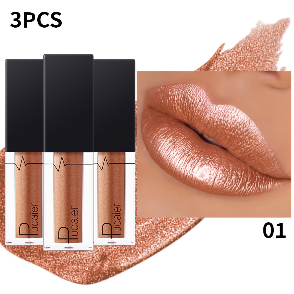 TEMU Pudaier 3pcs2025 New Lipstick With High Moisturizing And Waterproof Formula, Durable And Design, Christmas Party Gifts, Recommended