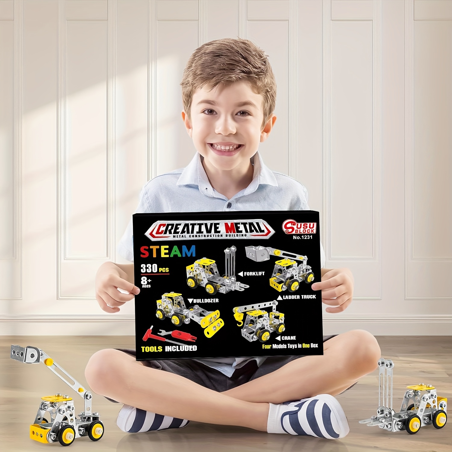 Metal Engineering Vehicles Model Kit, 330pcs