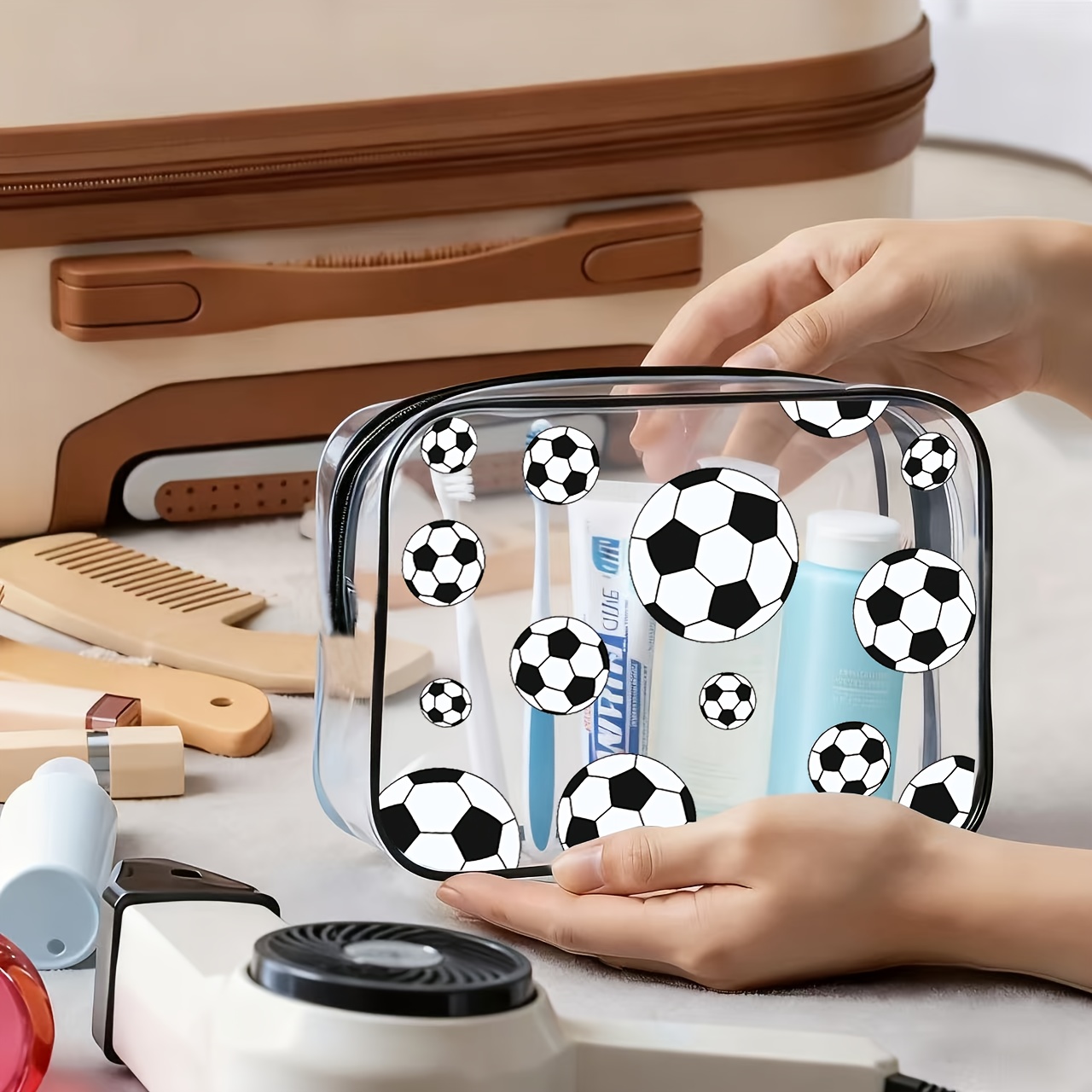 E-shop Hochwertige Kosmetiktasche/Make-up-Tasche aus PVC im neuen kreativen Stil, tragbarer Outdoor-Reise-Kosmetik-Organizer, multifunktionale,