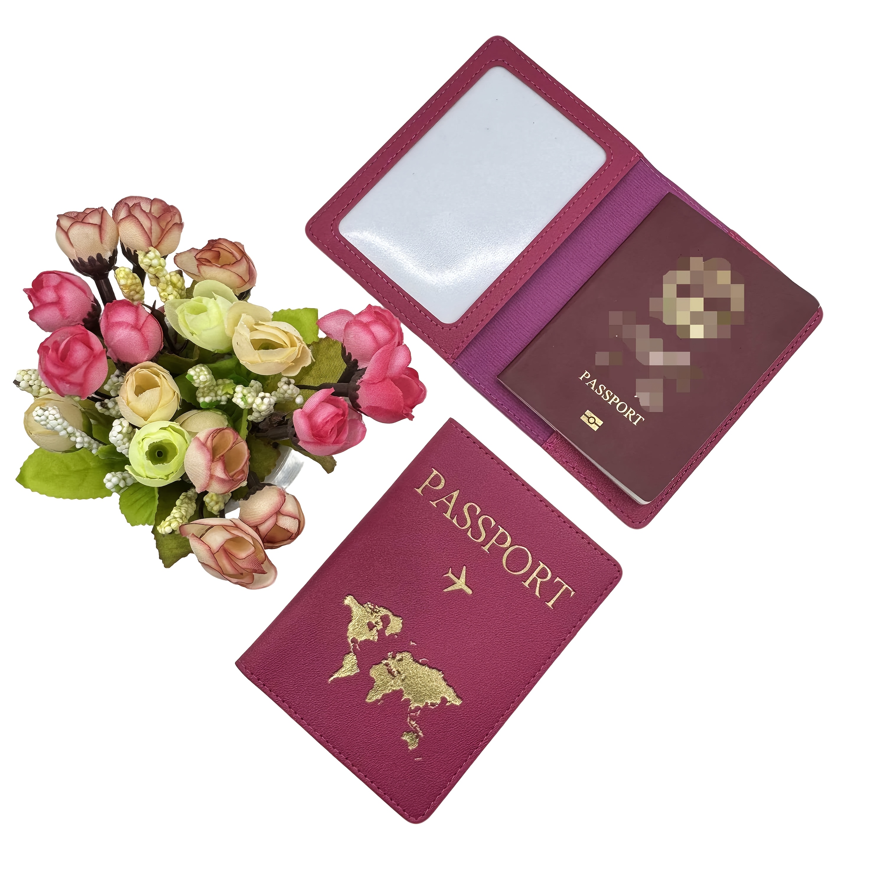 1pc Passport Holder, Embossed Card Holder, Passport Cover , Open Closure, Holiday Occasion, Foldable, Thick Passport Box, Travel Passport Protection Storage File Bag