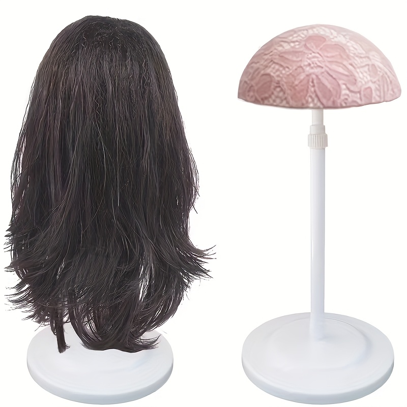 TEMU 1pc Adjustable Wig Head Stand, Portable Non-slip Wig Holder, Styling Practice Hat Display, Travel Wig Storage For Multiple Wigs, Wig Additions