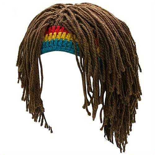 gorra hippie retro funky con peluca trenzada - sombrero de retro de 60/70, peluca trenzada para sesiones de fotos, , disfraces - sombrero hippie de usar para festivales, escénicas, accesorios de fotografía - accesorio de disfraz vintage, sombrero de festival