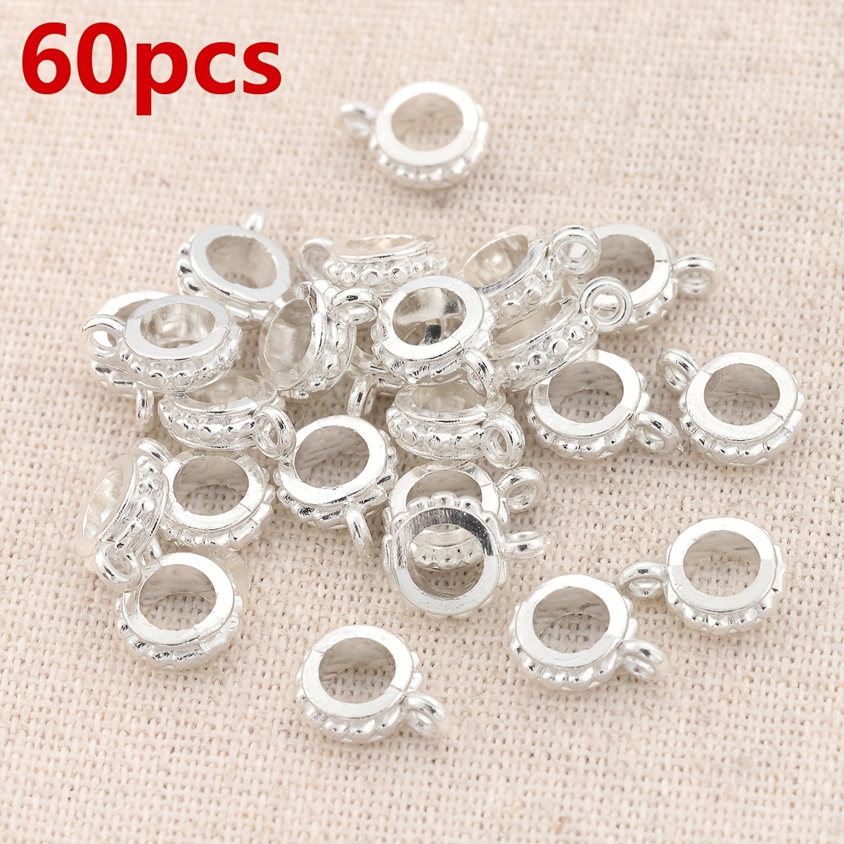 TEMU 120 stuks/60 stuks Kralen en Kralen Assortiment 3-Way Hangende Kop Groot Gat Platte Ronde Spacer Kralen 10mm Ronde Losse Kralen met Hanger Drum