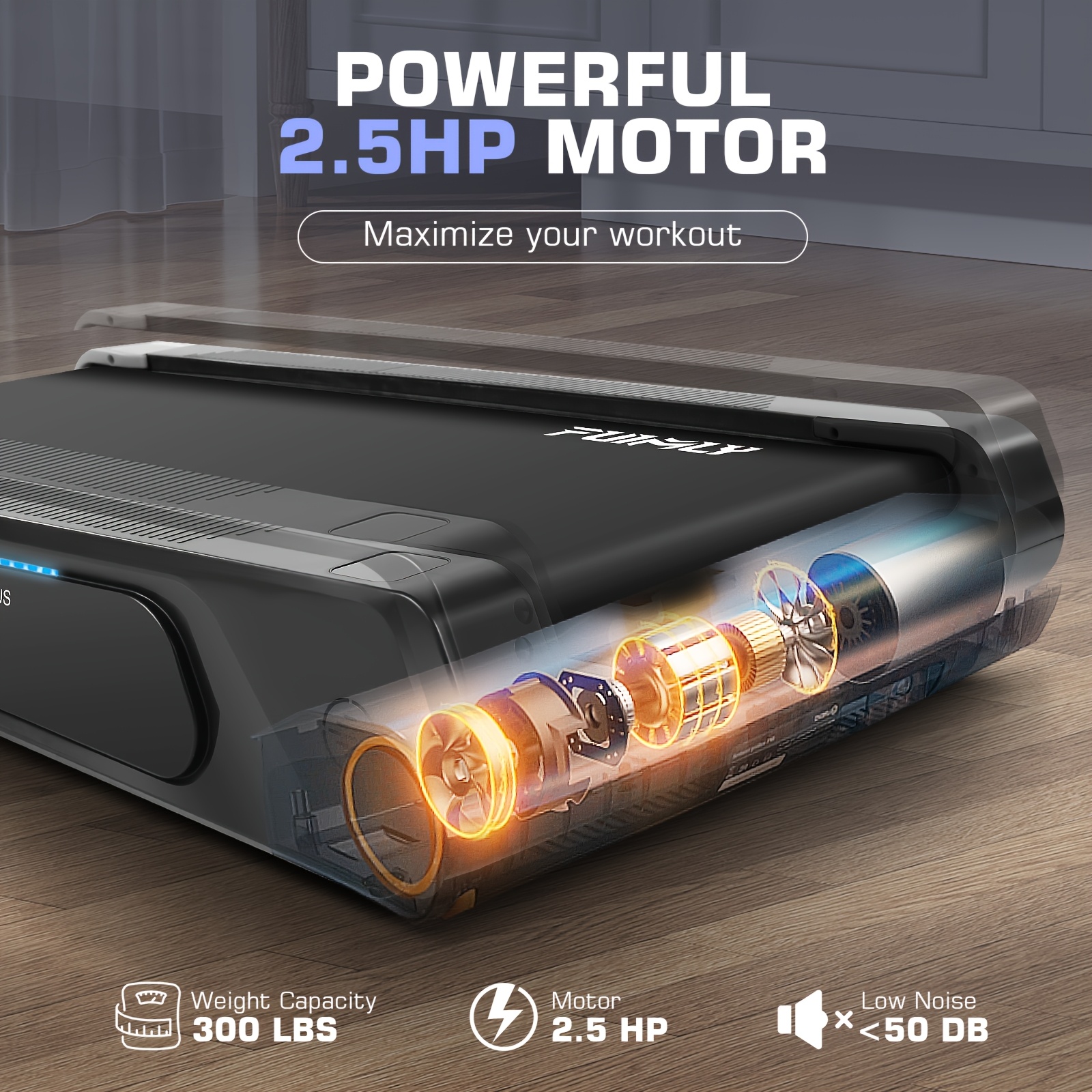 Compact Under Desk Treadmill with Portable design - Space-Saving Walking Pad Machine, 300lbs Heavy Duty Capacity, 5% Incline, for Home Office, Apartment, Small Spaces - Compatible with US Outlets (110V) - Ideal for Walking, Jogging, Light Running - Perfect Gift for Fitness Enthusiasts, Office Fitness Equipment, Durable Walking Pad, Apartment Workout, Sleek Exercise Machine, Sturdy Construction, Busy Professionals