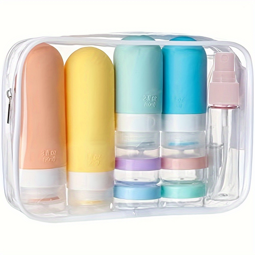 

17pcs/set - Travel Bottles Kit Tsa Approved Leak Proof Silicone Squeezable Containers For Toiletries, Conditioner, Shampoo, Lotion & Body Wash Accessories Sample Container