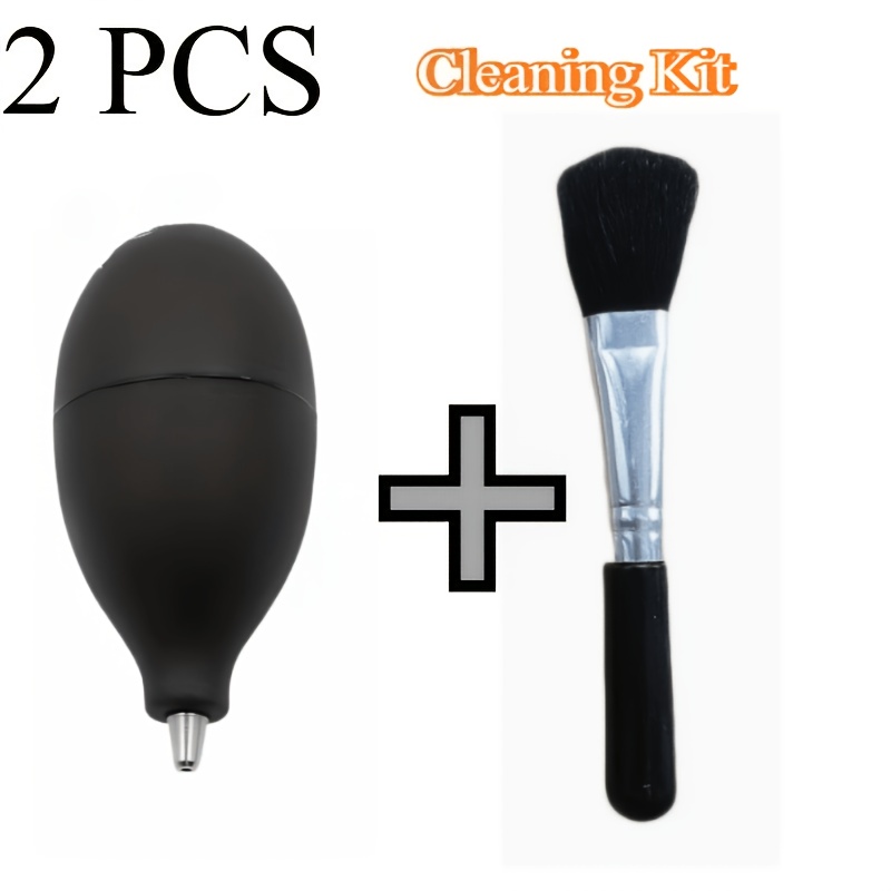 TEMU 2pcs Portable Rubber Air Blower And Soft Bristle Brushes With Squeeze Nozzles - Dust Remover For Camera Lenses, Watches, Phones, Keyboards,
