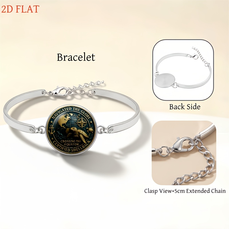 5pc Sea-Themed Ladies Jewellery Set with Turtle, Globe, Anchor & Compass