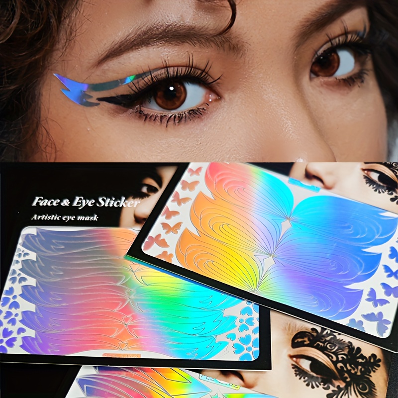 Multi-Pair European Laser Eyeshadow Stickers, Eye Liner and Face Makeup Tattoos for Dual Use