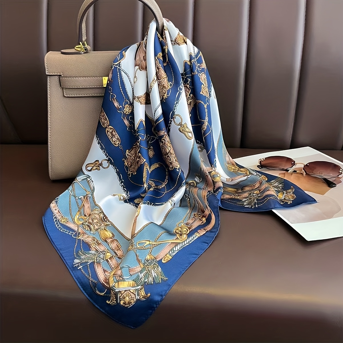 E-shop Eleganter Damen-Kettenschal-Schal mit Schlossdruck – Leicht atmungsaktiv, 27,5 Zoll für alle Jahreszeiten, Casual & schick – 100 % ,