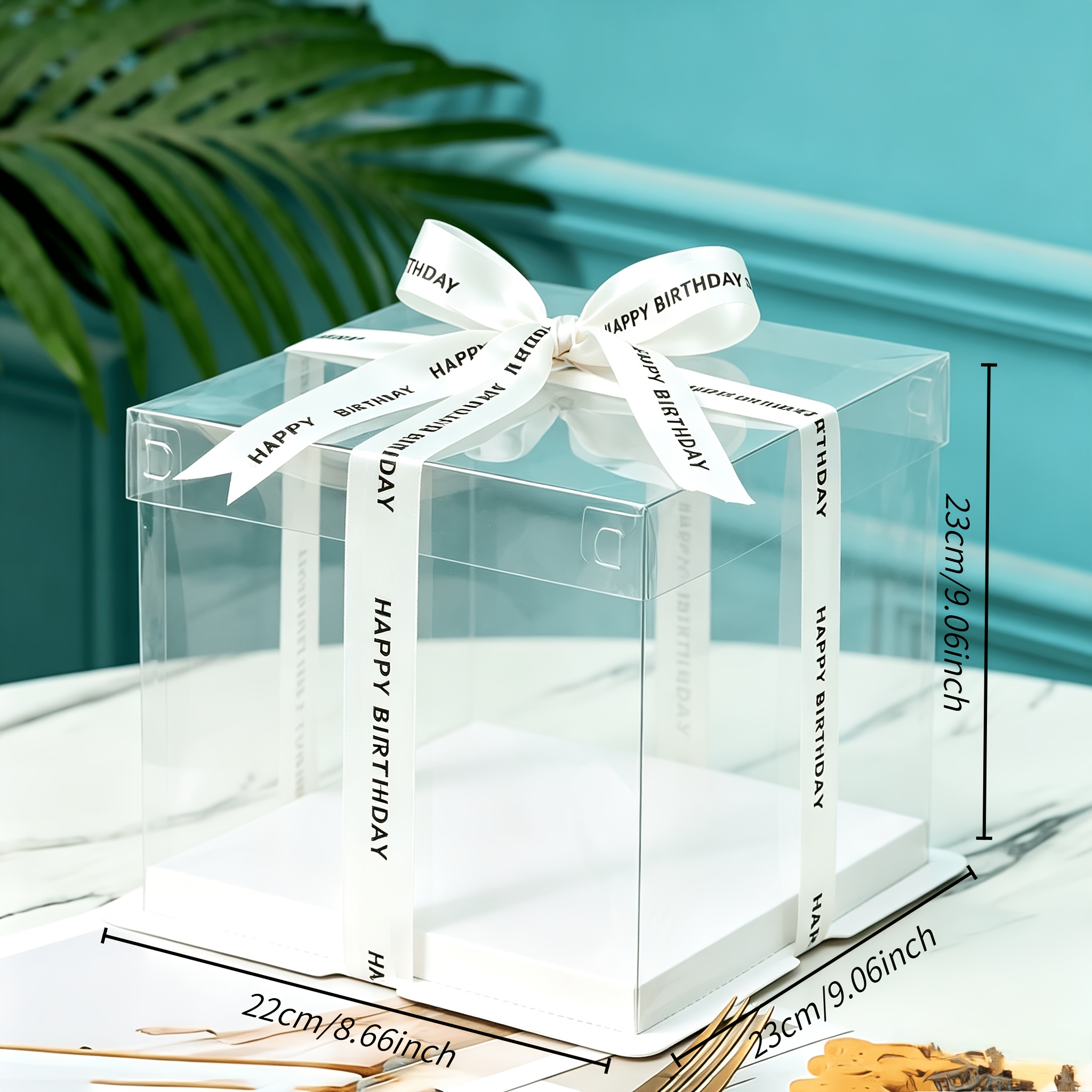 TEMU Gift Set For Her/him: 2pcs High- Square Gift Box With Base, Includes Ribbon, Transparent Display Box, Design, Holiday Party Gift Box, Suitable