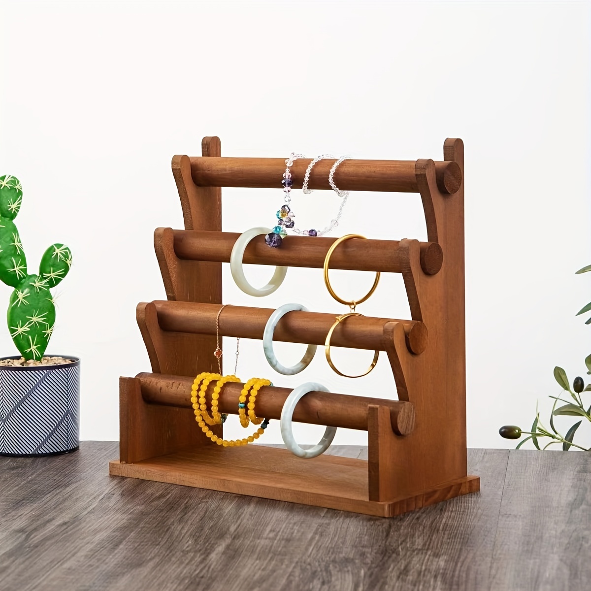 

Solid Wood Detachable Jewelry Tower, Bracelet Display Stand, Tabletop Necklace Organizer, Wooden Jewelry Bracelet Storage Rack