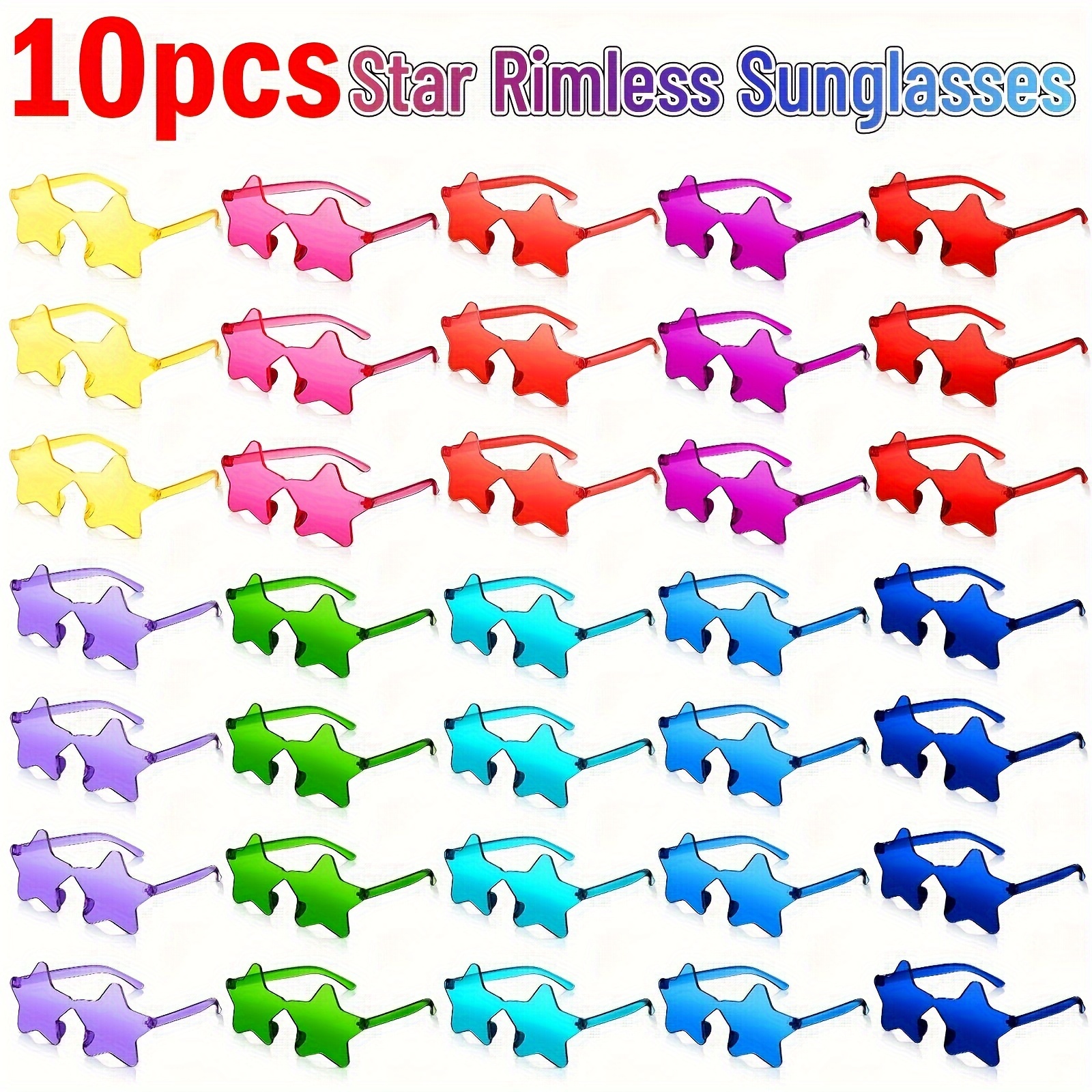 

10pcs Star-shaped Frameless Sunglasses, Disco Party Star Glasses, Female Singles Party Gift, Photo Props, Christmas Guest Gift, Party Decoration, Party Gift, Stage Props