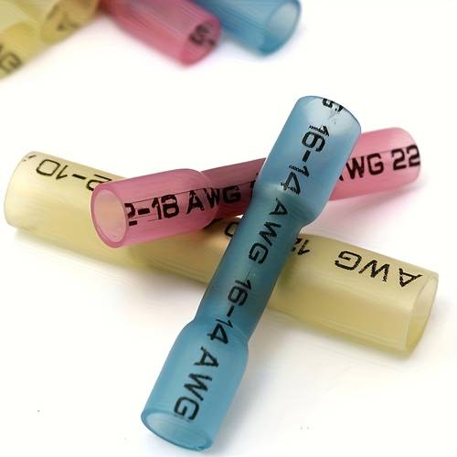 100pcs of heat shrink butt connectors terminal insulation automotive cable crimp connector kit awg 22 16 awg 16 14 awg 12 10