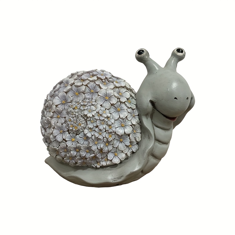 Image of 1pc Solar-powered Lamp, Resin Craft Statue Ornament, Adorable With Flower Shell, Decorative Light For Outdoor Lawn And Patio, Birthday Party Atmosphere Lighting, Valentine's Day Gift For