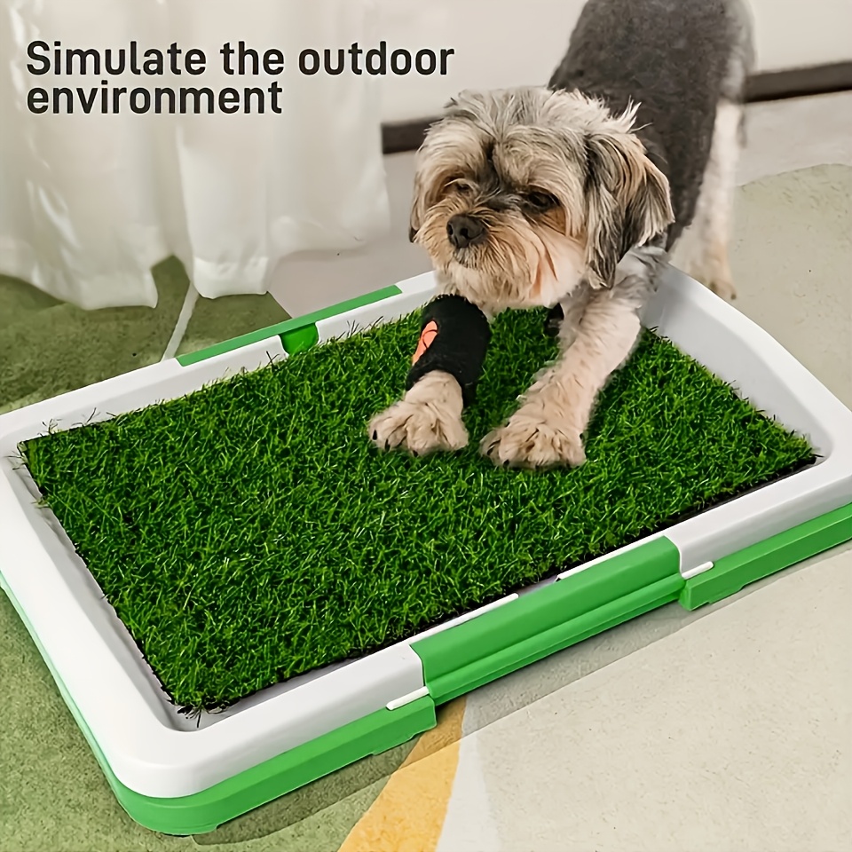 

1pc Extra Large Silicone & Pp Dog Toilet With Artificial Grass Mat, Pet Potty For Easy Diaper , Lawn Simulation For Puppy Training, Dog Litter Box For Indoor/outdoor Use