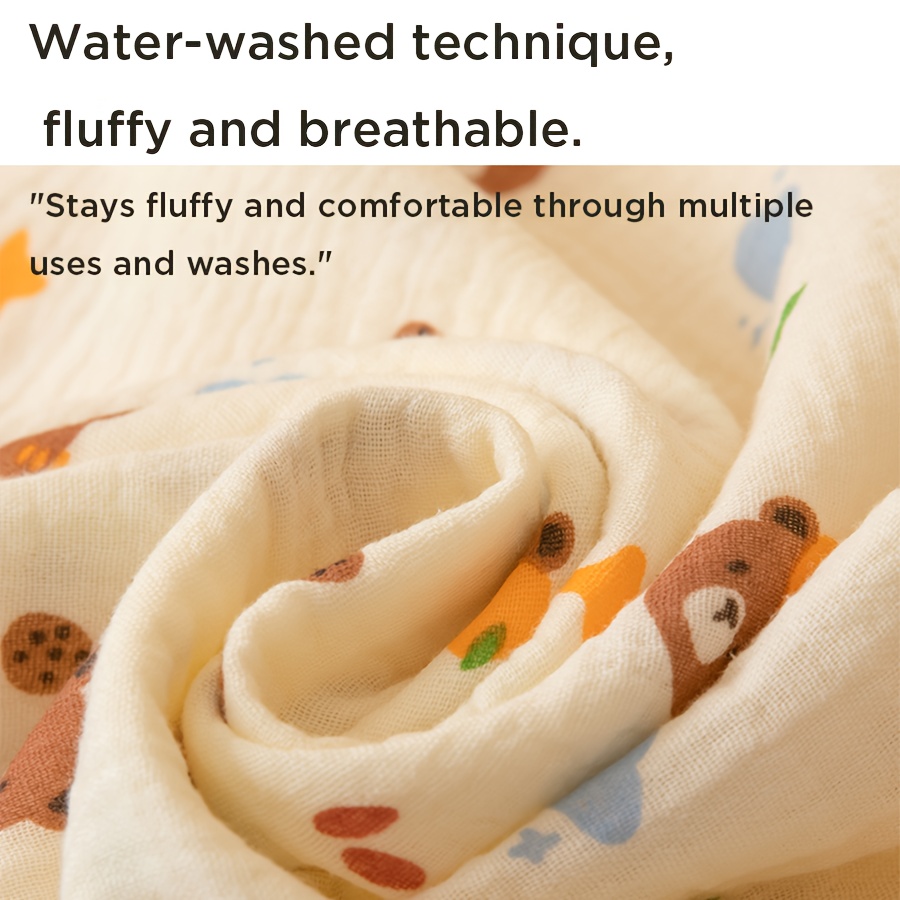 3pcs Double-Layer Baby Muslin Swaddles with Cute Prints