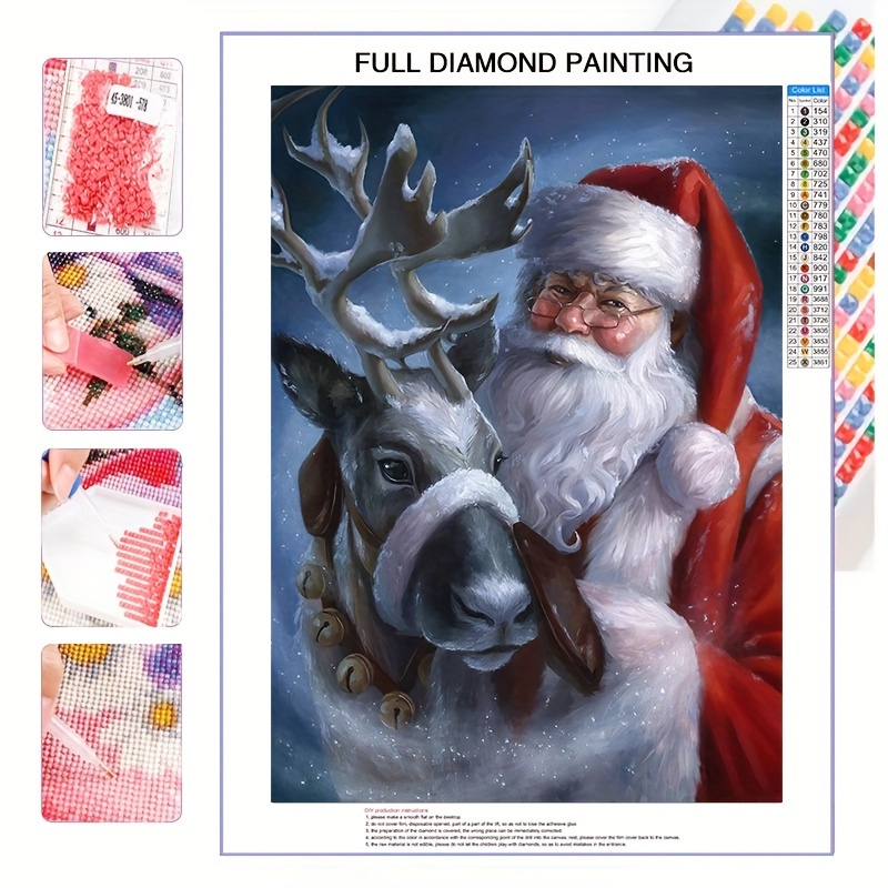 

30x40cm/11.81x15.75inch Kit De Peinture Diamant 5D Avec Diamant Rond Complet, Motif Père Noël, Adapté Aux Adultes, Débutants Et Enfants, Décoration Murale Familiale, Cadeau Fait Main, Sans Cadre